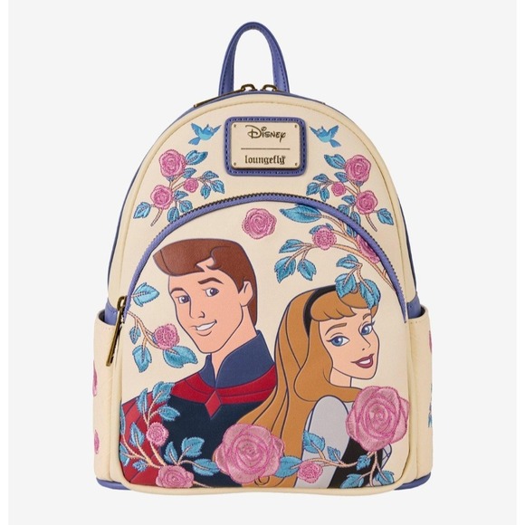 NEW!‎ Disney Sleeping Beauty Princess Aurora & Prince Phillip Floral Backpack - Picture 1 of 4